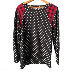 Women’s Twenty Ten Black Polka Dot Tunic Top Small